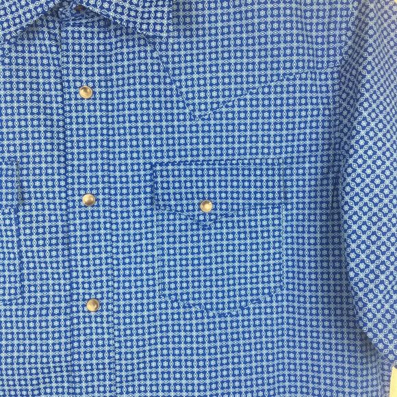 EUC Wrangler Retro Mens Diamond Floral Short Sleeve Pearl Snap Shirt size Large - Picture 8 of 12